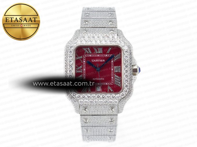 Santos De 40mm TWF 1:1 Best Edition Red Dial SS/SS Dia/Rmn A2824 - Görsel 3