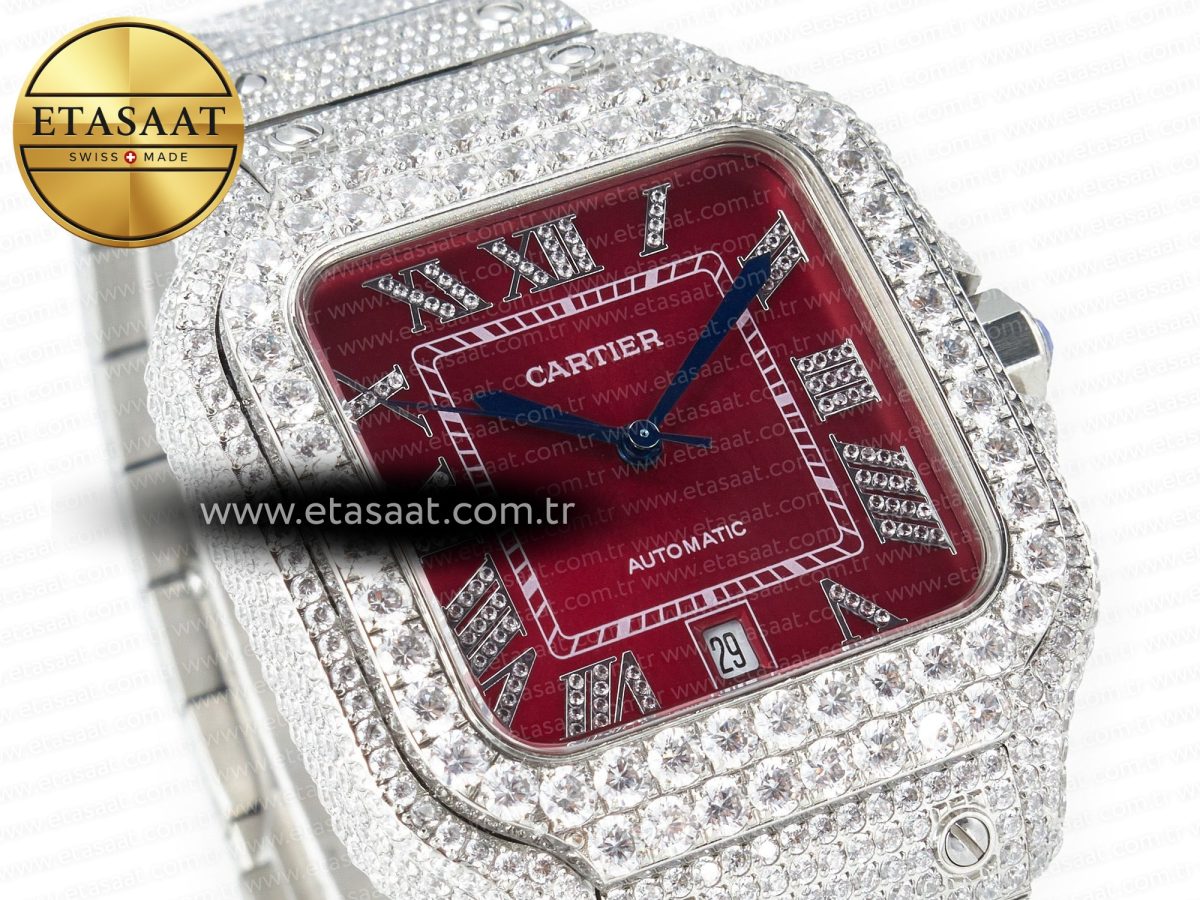 Santos De 40mm TWF 1:1 Best Edition Red Dial SS/SS Dia/Rmn A2824 - Görsel 5