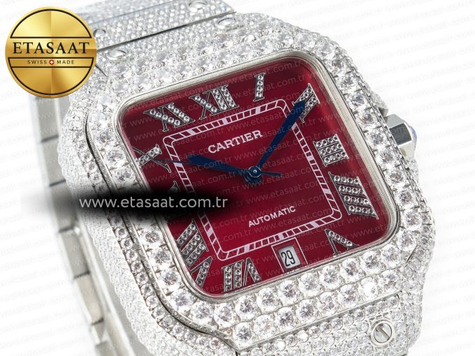 Santos De 40mm TWF 1:1 Best Edition Red Dial SS/SS Dia/Rmn A2824 - Görsel 5