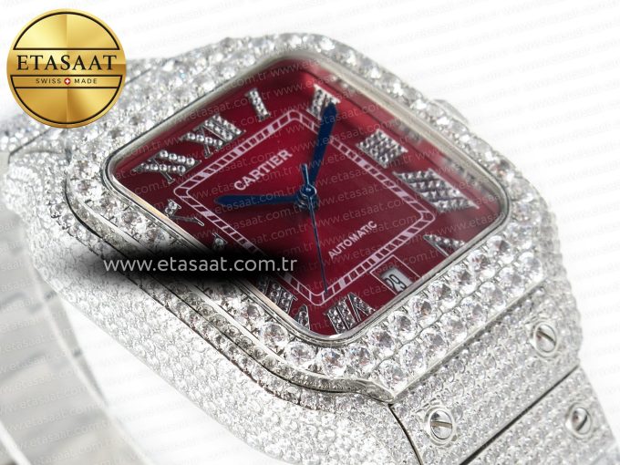 Santos De 40mm TWF 1:1 Best Edition Red Dial SS/SS Dia/Rmn A2824 - Görsel 7