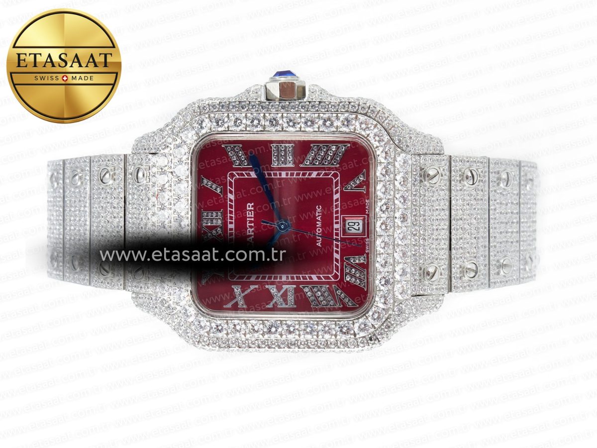 Santos De 40mm TWF 1:1 Best Edition Red Dial SS/SS Dia/Rmn A2824 - Görsel 9