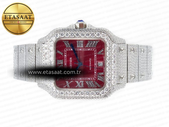 Santos De 40mm TWF 1:1 Best Edition Red Dial SS/SS Dia/Rmn A2824 - Görsel 9