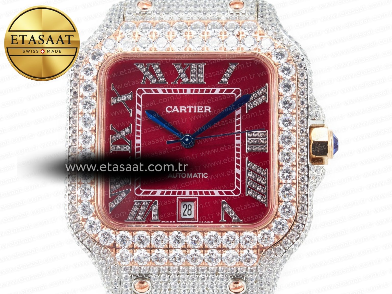 Santos De 40mm TWF 1:1 Best Edition Red Diamond Dial SS/RG Dia/Rmn A2824 - Görsel 4