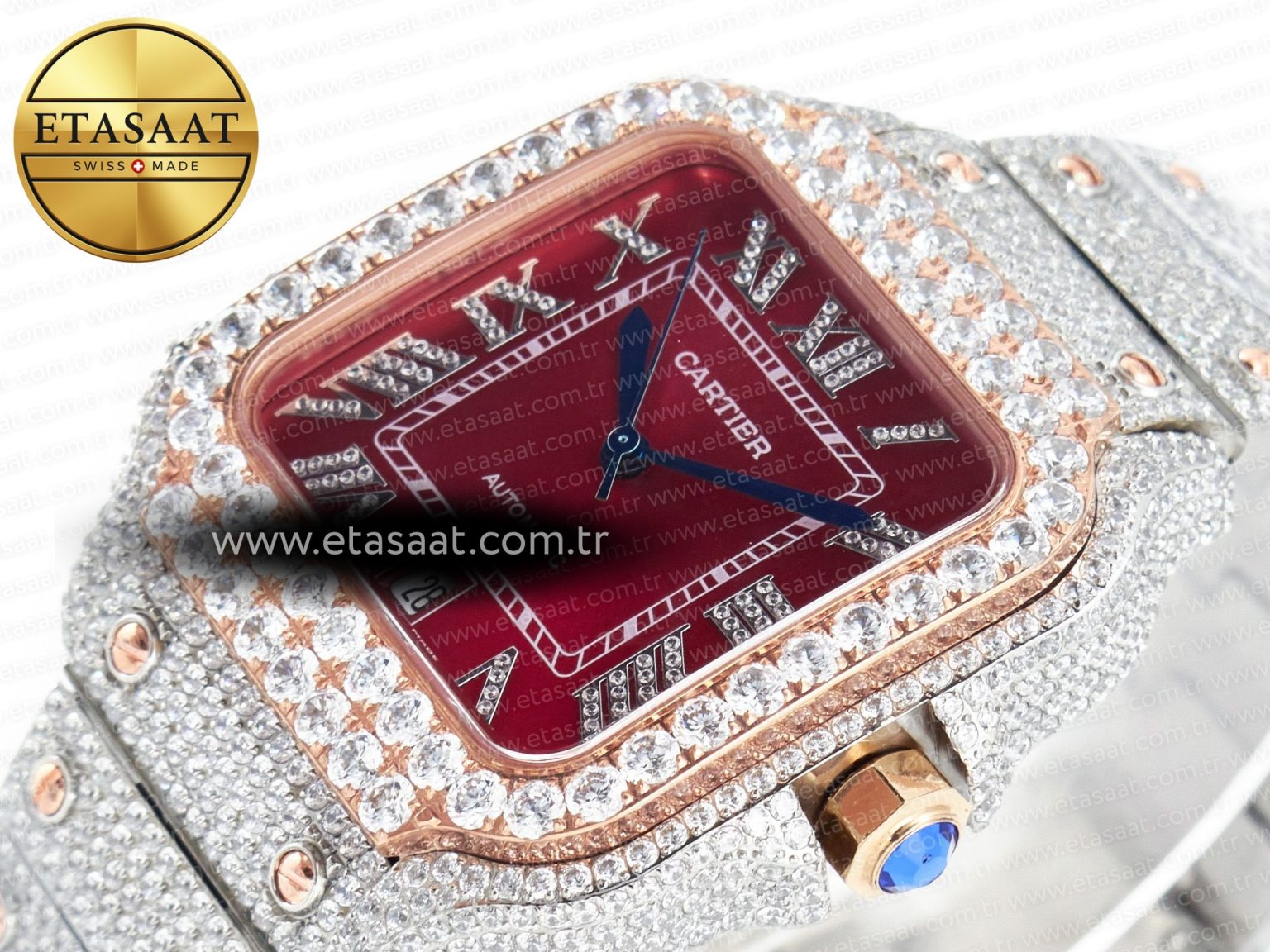 Santos De 40mm TWF 1:1 Best Edition Red Diamond Dial SS/RG Dia/Rmn A2824 - Görsel 6
