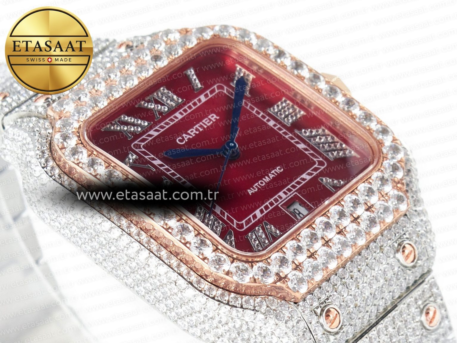 Santos De 40mm TWF 1:1 Best Edition Red Diamond Dial SS/RG Dia/Rmn A2824 - Görsel 7