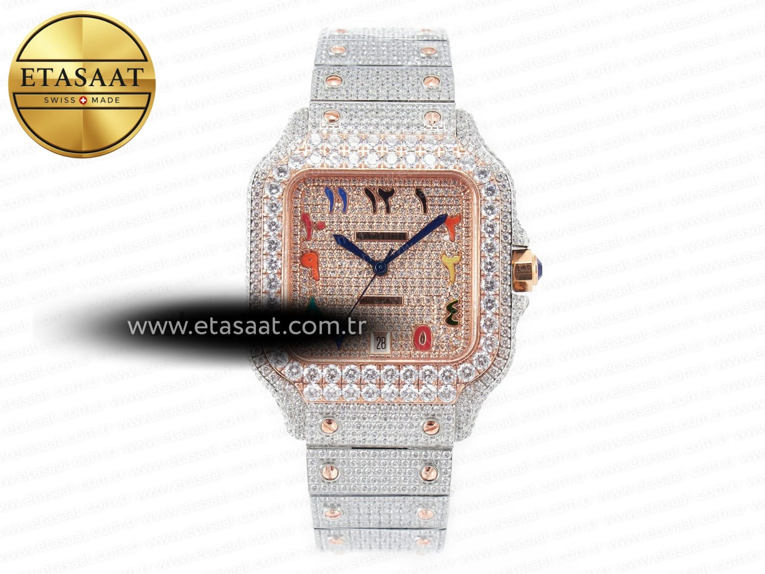 Santos De 40mm TWF 1:1 Best Edition RG Diamond Dial SS/RG A2824 - Görsel 3
