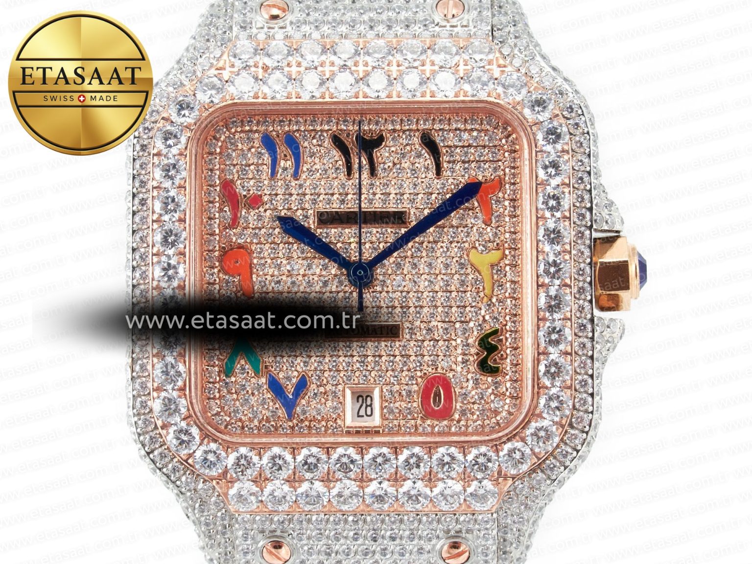 Santos De 40mm TWF 1:1 Best Edition RG Diamond Dial SS/RG A2824 - Görsel 4