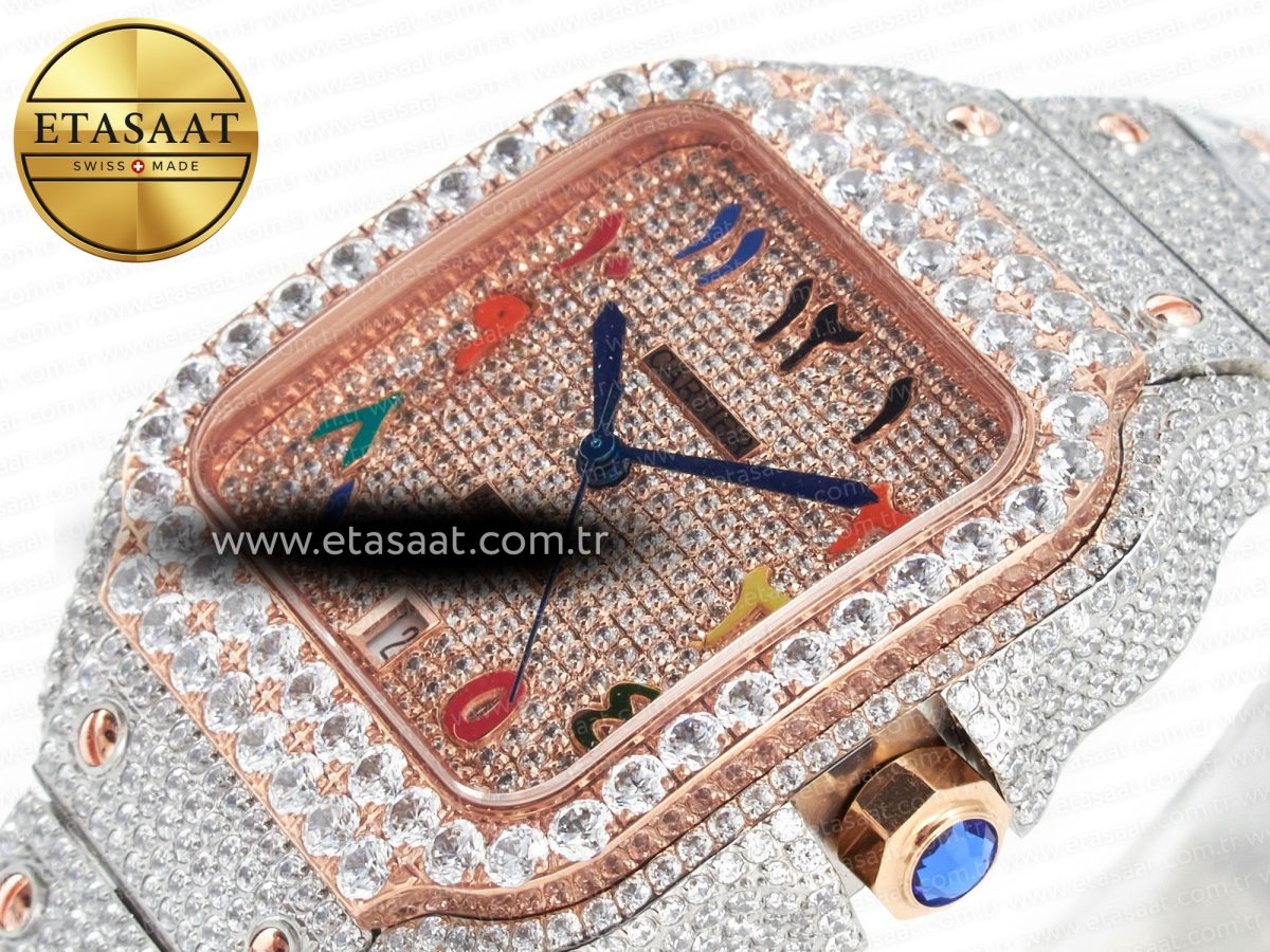 Santos De 40mm TWF 1:1 Best Edition RG Diamond Dial SS/RG A2824 - Görsel 6