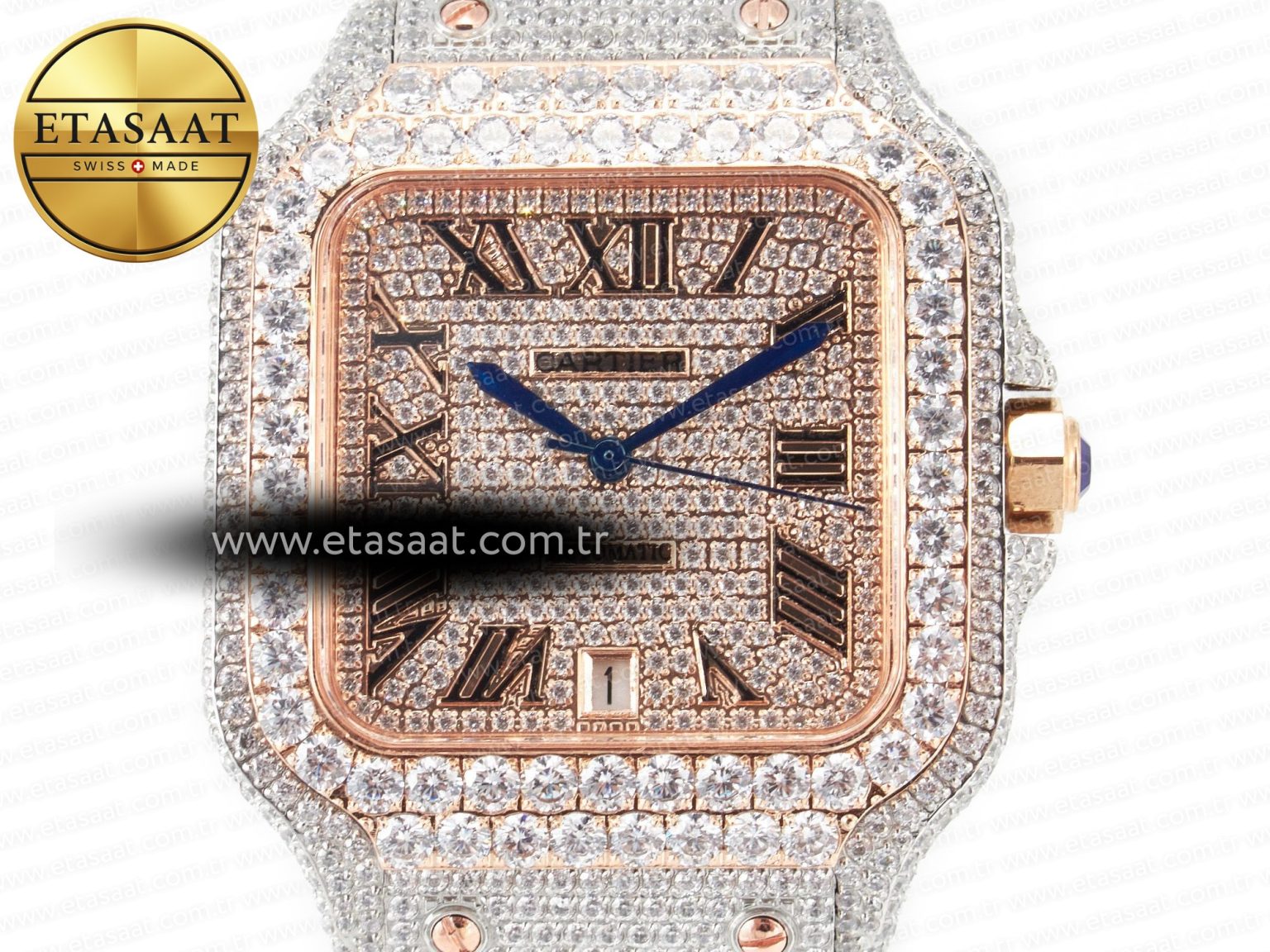 Santos De 40mm TWF 1:1 Best Edition RG Diamond Dial SS/RG Dia/Rmn A2824 - Görsel 4