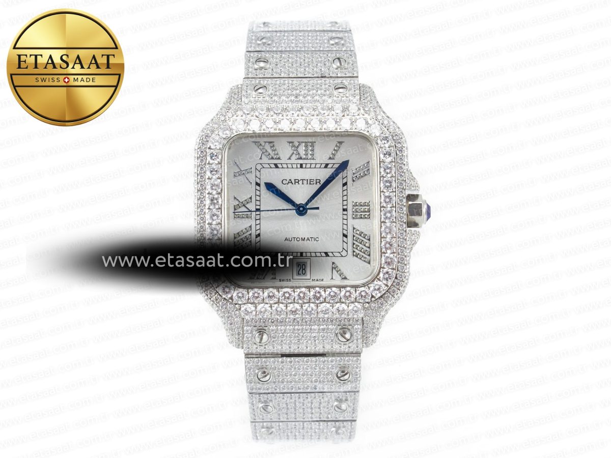 Santos De 40mm TWF 1:1 Best Edition White Dial SS/SS Dia/Rmn A2824 - Görsel 3