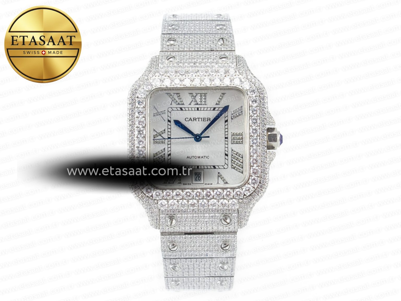 Santos De 40mm TWF 1:1 Best Edition White Dial SS/SS Dia/Rmn A2824 - Görsel 3