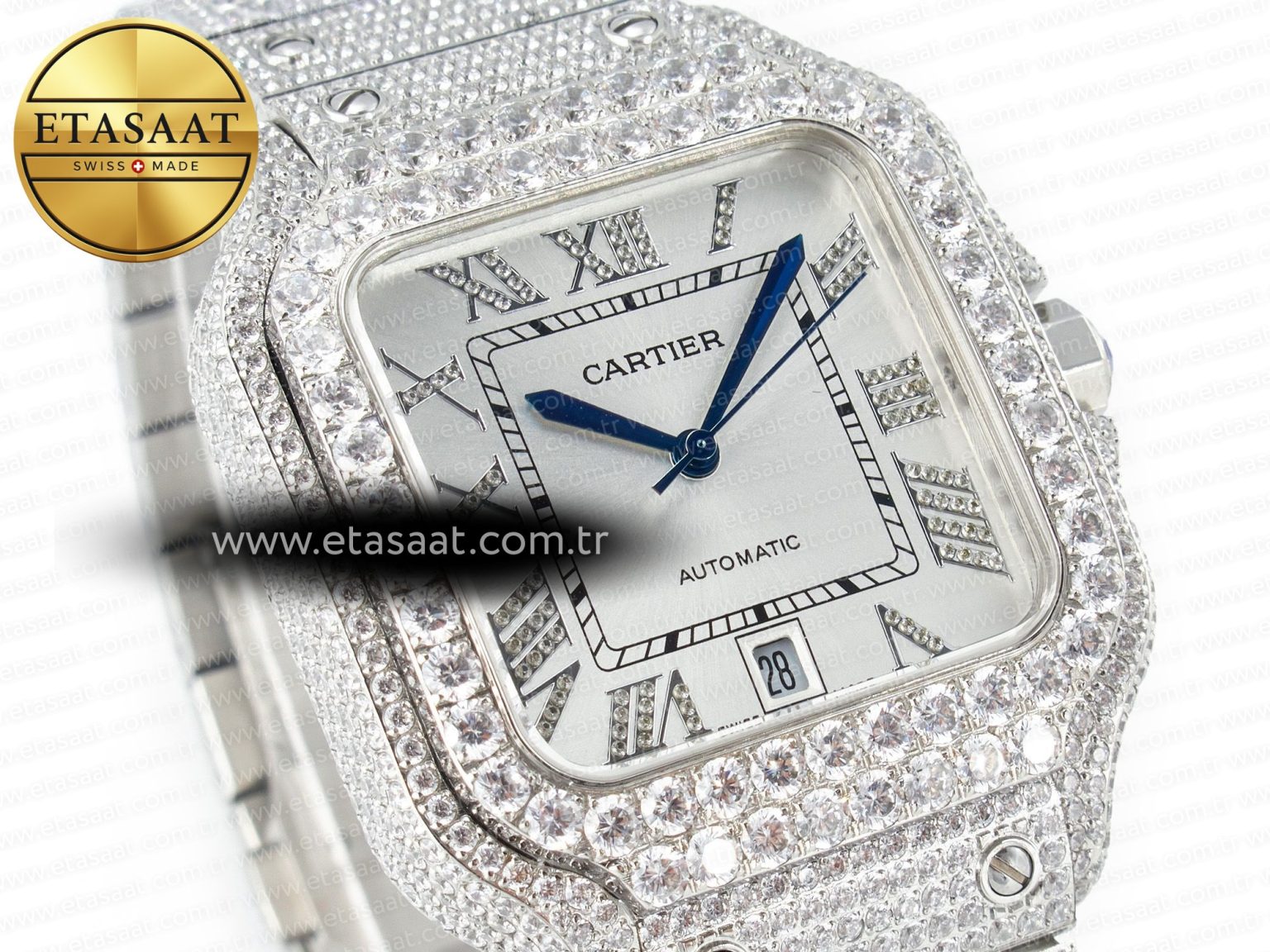 Santos De 40mm TWF 1:1 Best Edition White Dial SS/SS Dia/Rmn A2824 - Görsel 5