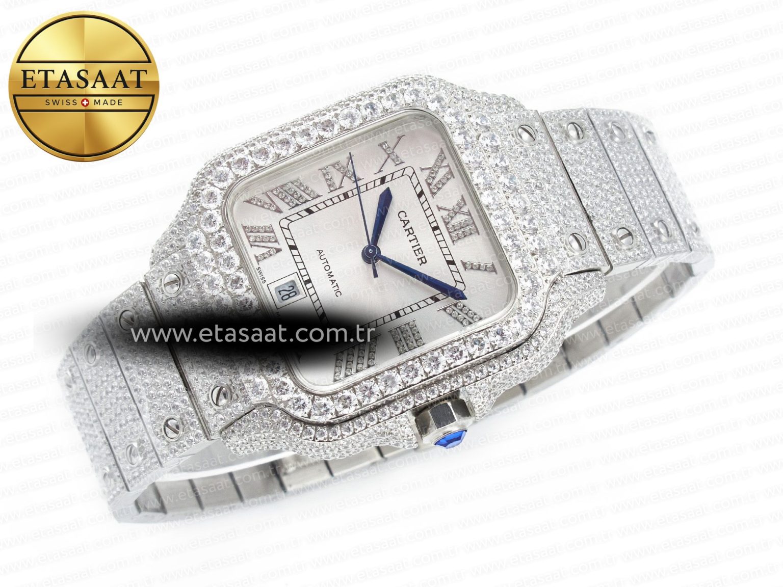 Santos De 40mm TWF 1:1 Best Edition White Dial SS/SS Dia/Rmn A2824 - Görsel 8