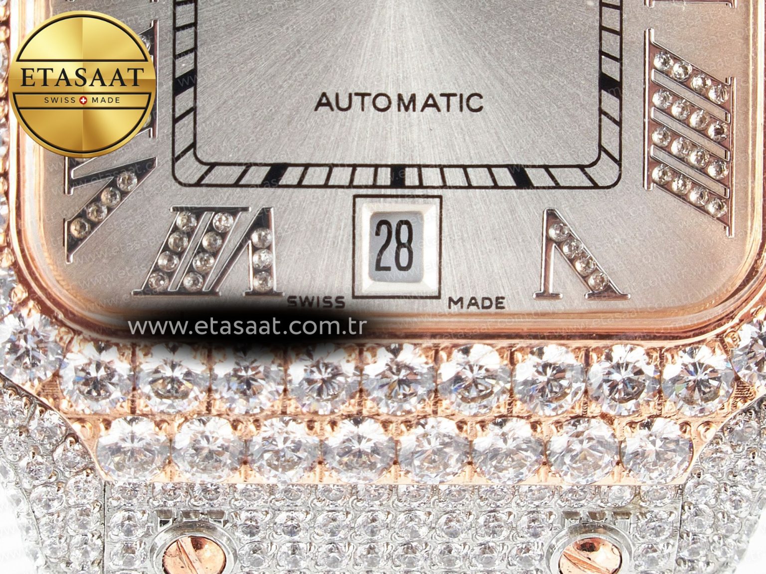 Santos De 40mm TWF 1:1 Best Edition White Diamond Dial SS/RG Dia/Rmn A2824 - Görsel 11