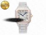 Santos De 40mm TWF 1:1 Best Edition White Diamond Dial SS/RG Dia/Rmn A2824 - Görsel 3