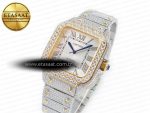 Santos De 40mm TWF 1:1 Best Edition White Diamond Dial SS/YG Dia/Rmn A2824