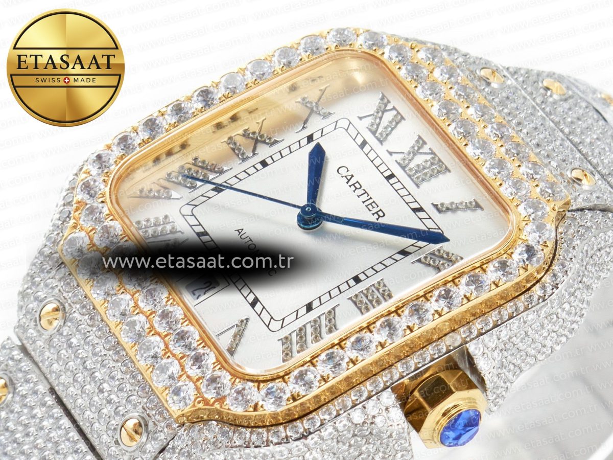 Santos De 40mm TWF 1:1 Best Edition White Diamond Dial SS/YG Dia/Rmn A2824 - Görsel 6