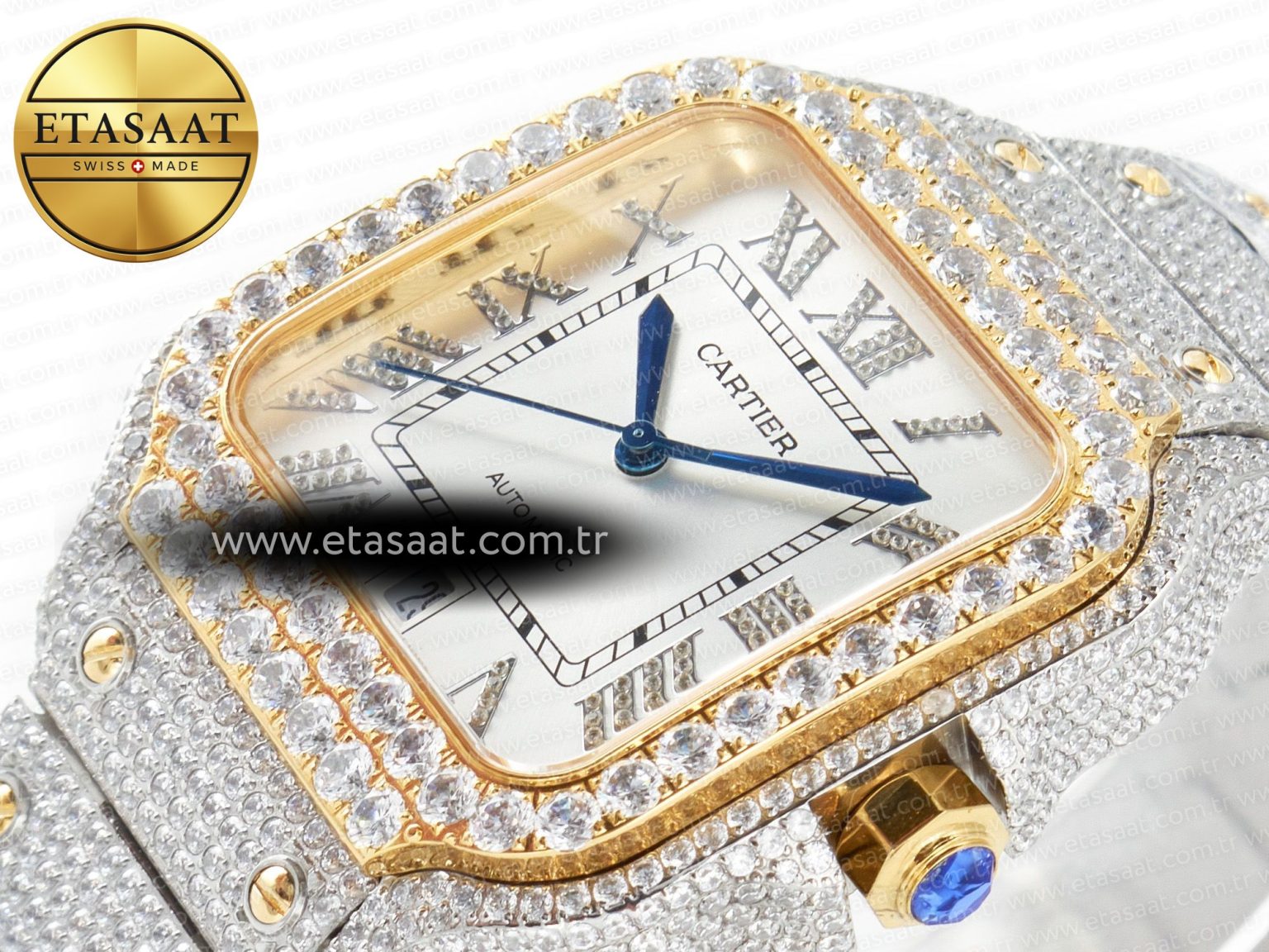 Santos De 40mm TWF 1:1 Best Edition White Diamond Dial SS/YG Dia/Rmn A2824 - Görsel 6