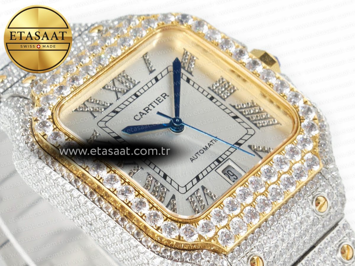Santos De 40mm TWF 1:1 Best Edition White Diamond Dial SS/YG Dia/Rmn A2824 - Görsel 7