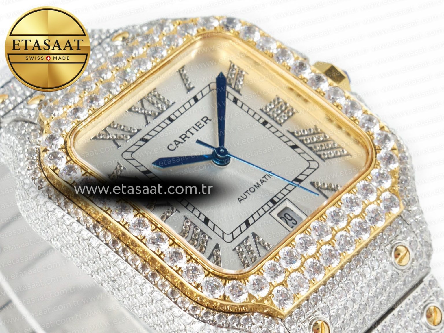 Santos De 40mm TWF 1:1 Best Edition White Diamond Dial SS/YG Dia/Rmn A2824 - Görsel 7
