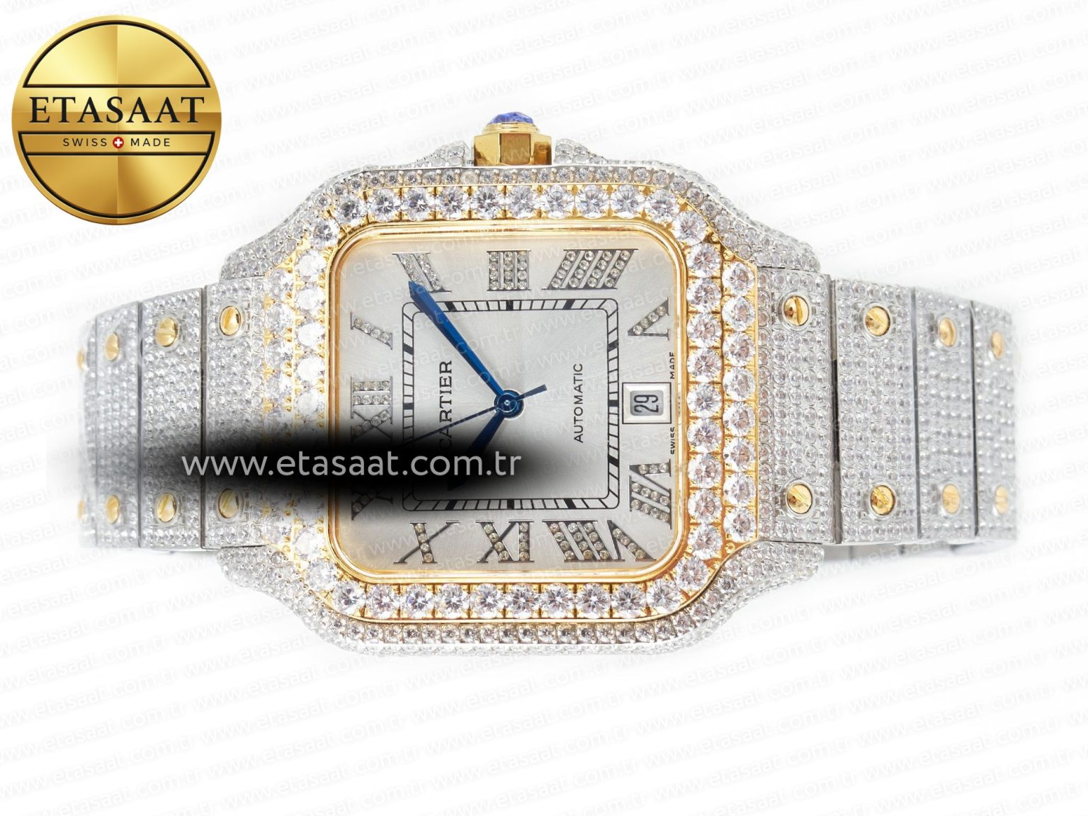 Santos De 40mm TWF 1:1 Best Edition White Diamond Dial SS/YG Dia/Rmn A2824 - Görsel 9