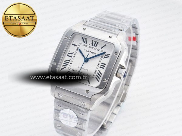 Santos de Cartier 35mm SS 2018 BVF 1:1 Best Edition White Dial on SS SmartLinks Bracelet MIYOTA 9015 V2