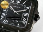 Santos de Cartier 40mm 2018 BVF 1:1 Best Edition Black Dial on Black Leathr Strap MIYOTA 9015 - Görsel 11