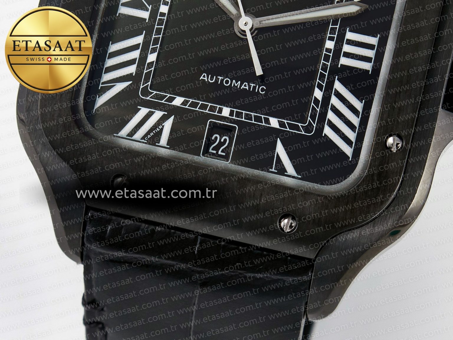 Santos de Cartier 40mm 2018 BVF 1:1 Best Edition Black Dial on Black Leathr Strap MIYOTA 9015 - Görsel 12