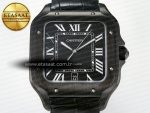 Santos de Cartier 40mm 2018 BVF 1:1 Best Edition Black Dial on Black Leathr Strap MIYOTA 9015 - Görsel 4
