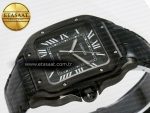 Santos de Cartier 40mm 2018 BVF 1:1 Best Edition Black Dial on Black Leathr Strap MIYOTA 9015 - Görsel 6