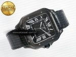 Santos de Cartier 40mm 2018 BVF 1:1 Best Edition Black Dial on Black Leathr Strap MIYOTA 9015 - Görsel 8