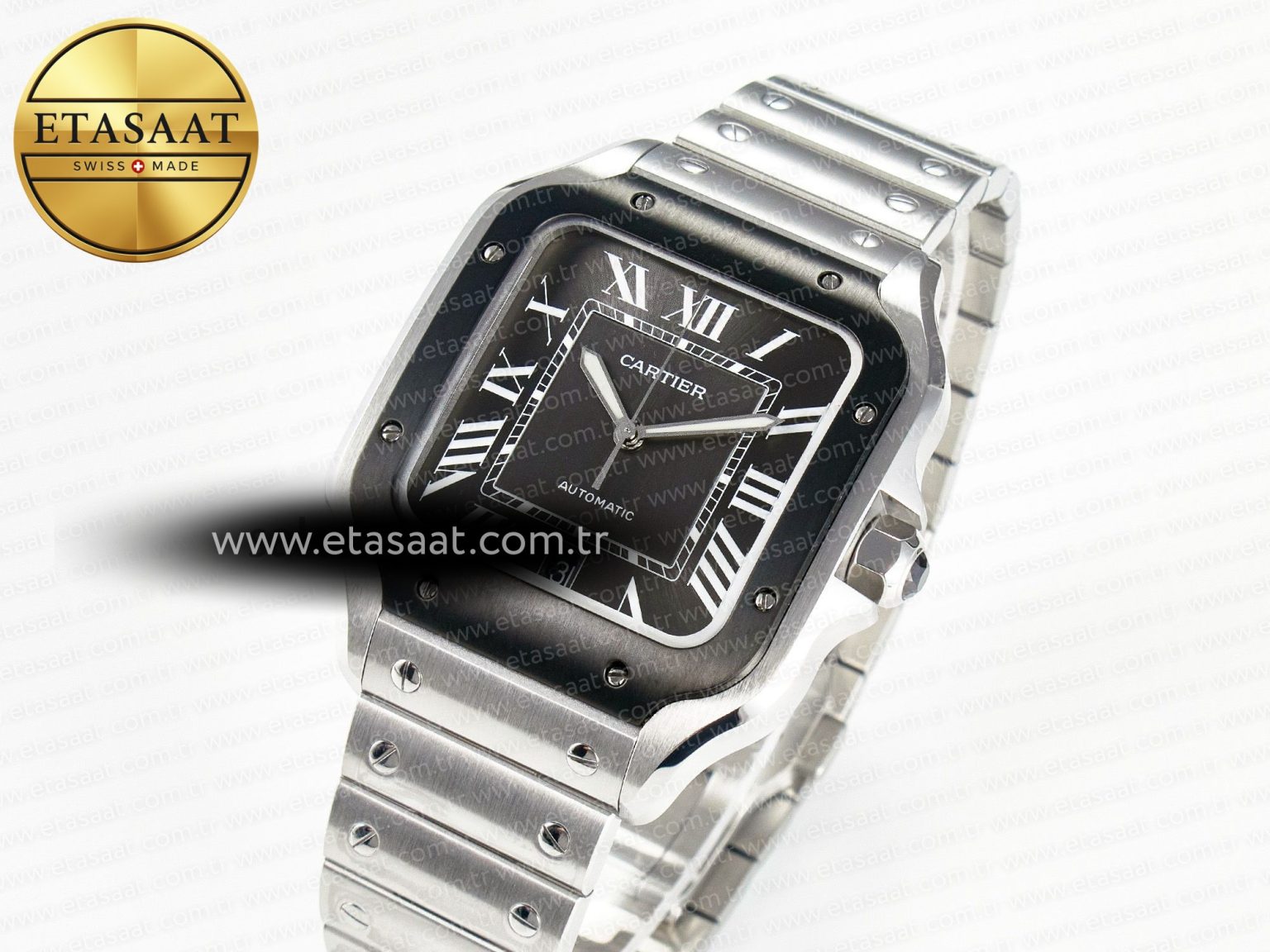 Santos de Cartier 40mm 2018 BVF 1:1 Best Edition Gray Bezel Gray Dial on SS SmartLinks Bracelet MIYOTA 9015 - Görsel 1