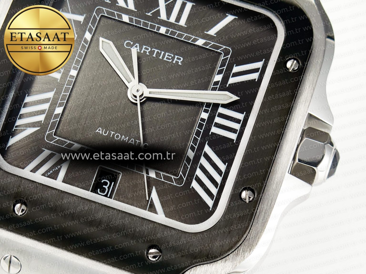 Santos de Cartier 40mm 2018 BVF 1:1 Best Edition Gray Bezel Gray Dial on SS SmartLinks Bracelet MIYOTA 9015 - Görsel 11