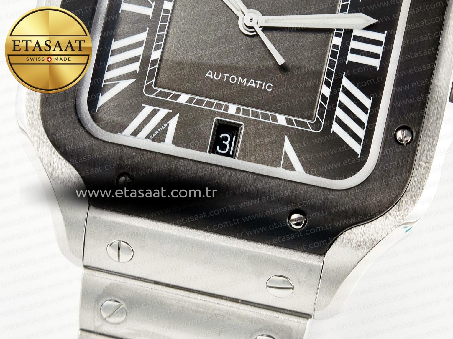 Santos de Cartier 40mm 2018 BVF 1:1 Best Edition Gray Bezel Gray Dial on SS SmartLinks Bracelet MIYOTA 9015 - Görsel 12