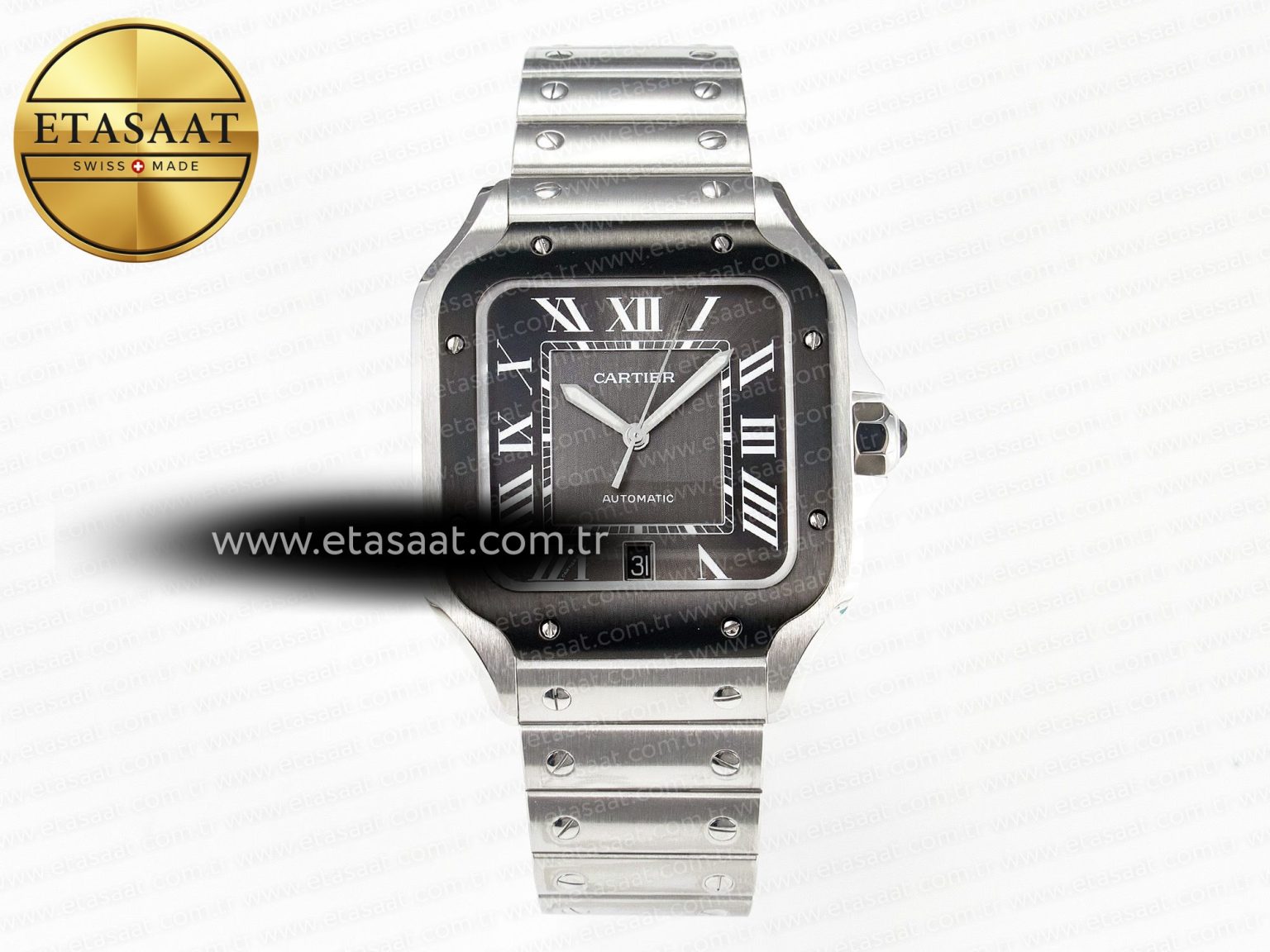 Santos de Cartier 40mm 2018 BVF 1:1 Best Edition Gray Bezel Gray Dial on SS SmartLinks Bracelet MIYOTA 9015 - Görsel 3