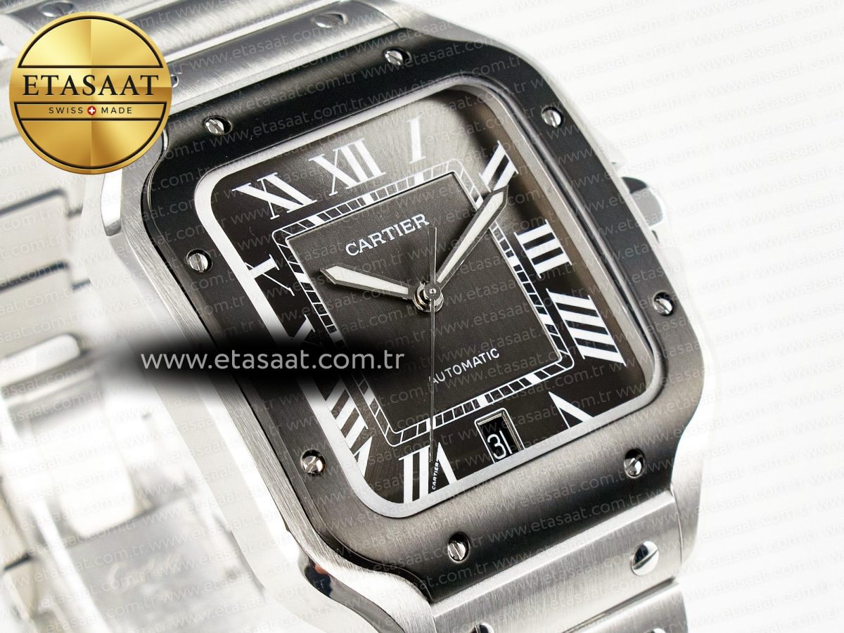 Santos de Cartier 40mm 2018 BVF 1:1 Best Edition Gray Bezel Gray Dial on SS SmartLinks Bracelet MIYOTA 9015 - Görsel 5