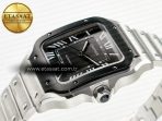 Santos de Cartier 40mm 2018 BVF 1:1 Best Edition Gray Bezel Gray Dial on SS SmartLinks Bracelet MIYOTA 9015 - Görsel 6