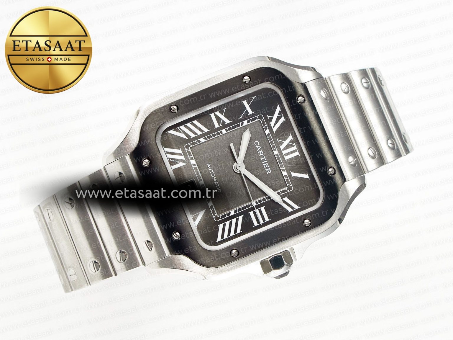 Santos de Cartier 40mm 2018 BVF 1:1 Best Edition Gray Bezel Gray Dial on SS SmartLinks Bracelet MIYOTA 9015 - Görsel 8