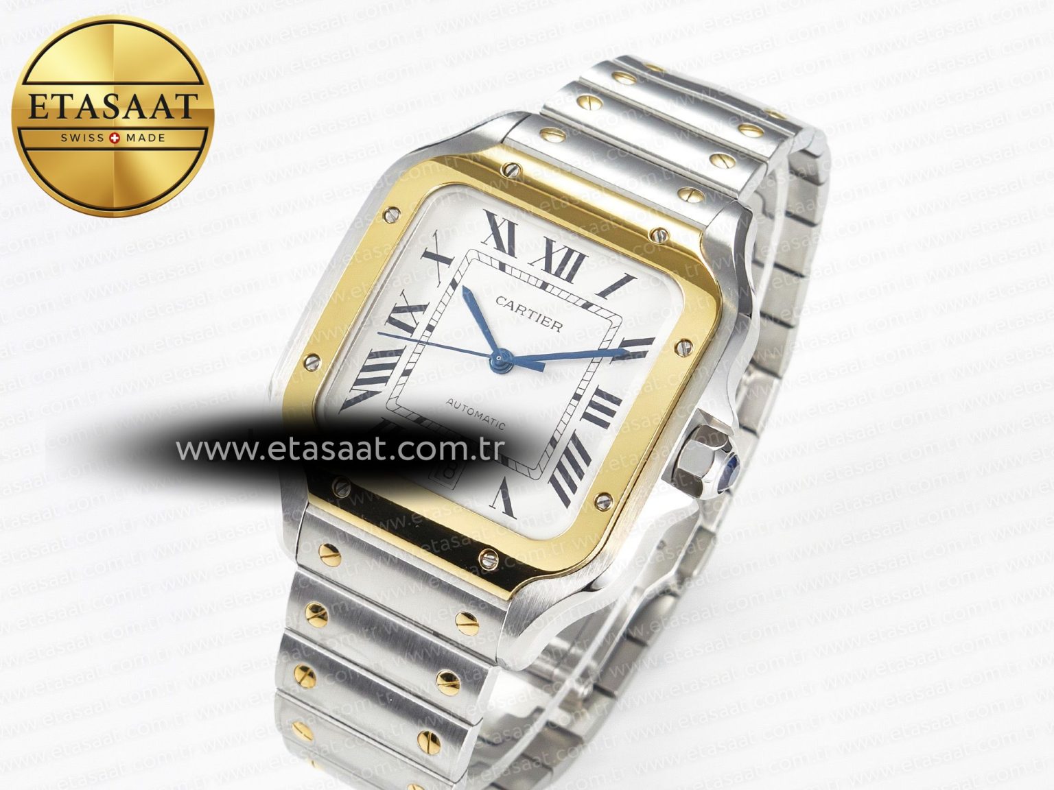 Santos de Cartier 40mm 2018 BVF 1:1 Best Edition YG Bezel White Dial on SS SmartLinks Bracelet MIYOTA 9015 - Görsel 1