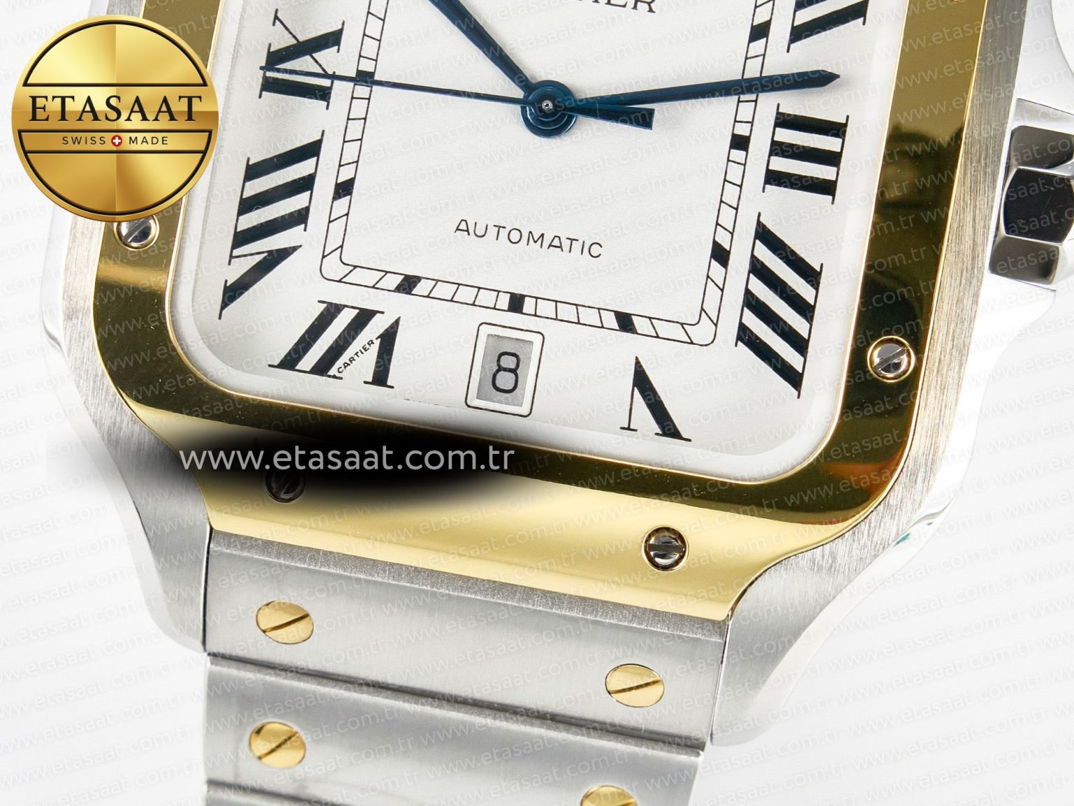 Santos de Cartier 40mm 2018 BVF 1:1 Best Edition YG Bezel White Dial on SS SmartLinks Bracelet MIYOTA 9015 - Görsel 12