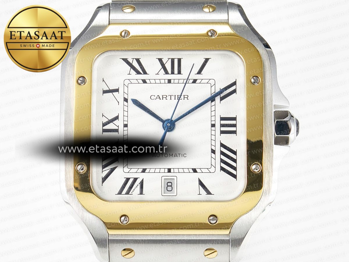 Santos de Cartier 40mm 2018 BVF 1:1 Best Edition YG Bezel White Dial on SS SmartLinks Bracelet MIYOTA 9015 - Görsel 4