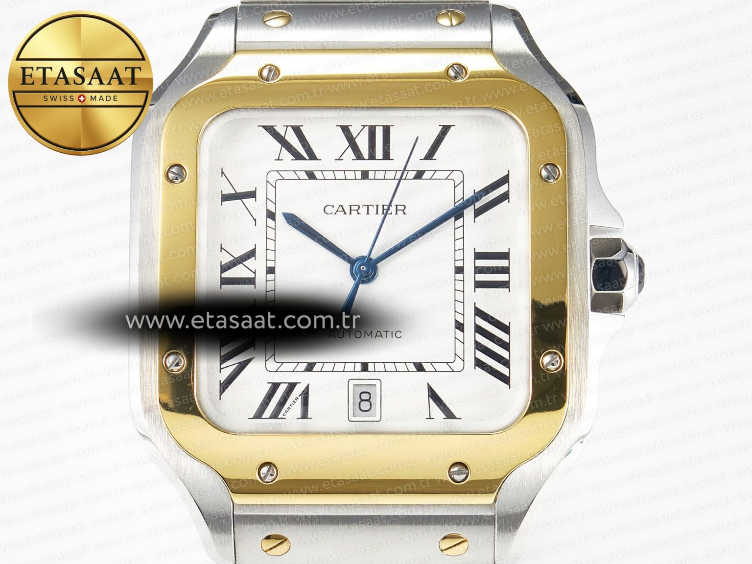 Santos de Cartier 40mm 2018 BVF 1:1 Best Edition YG Bezel White Dial on SS SmartLinks Bracelet MIYOTA 9015 - Görsel 4