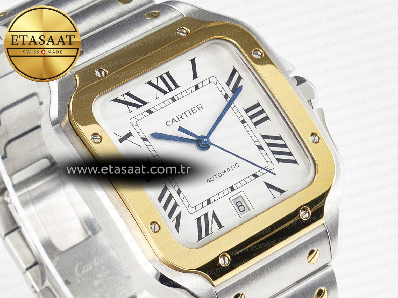 Santos de Cartier 40mm 2018 BVF 1:1 Best Edition YG Bezel White Dial on SS SmartLinks Bracelet MIYOTA 9015 - Görsel 5
