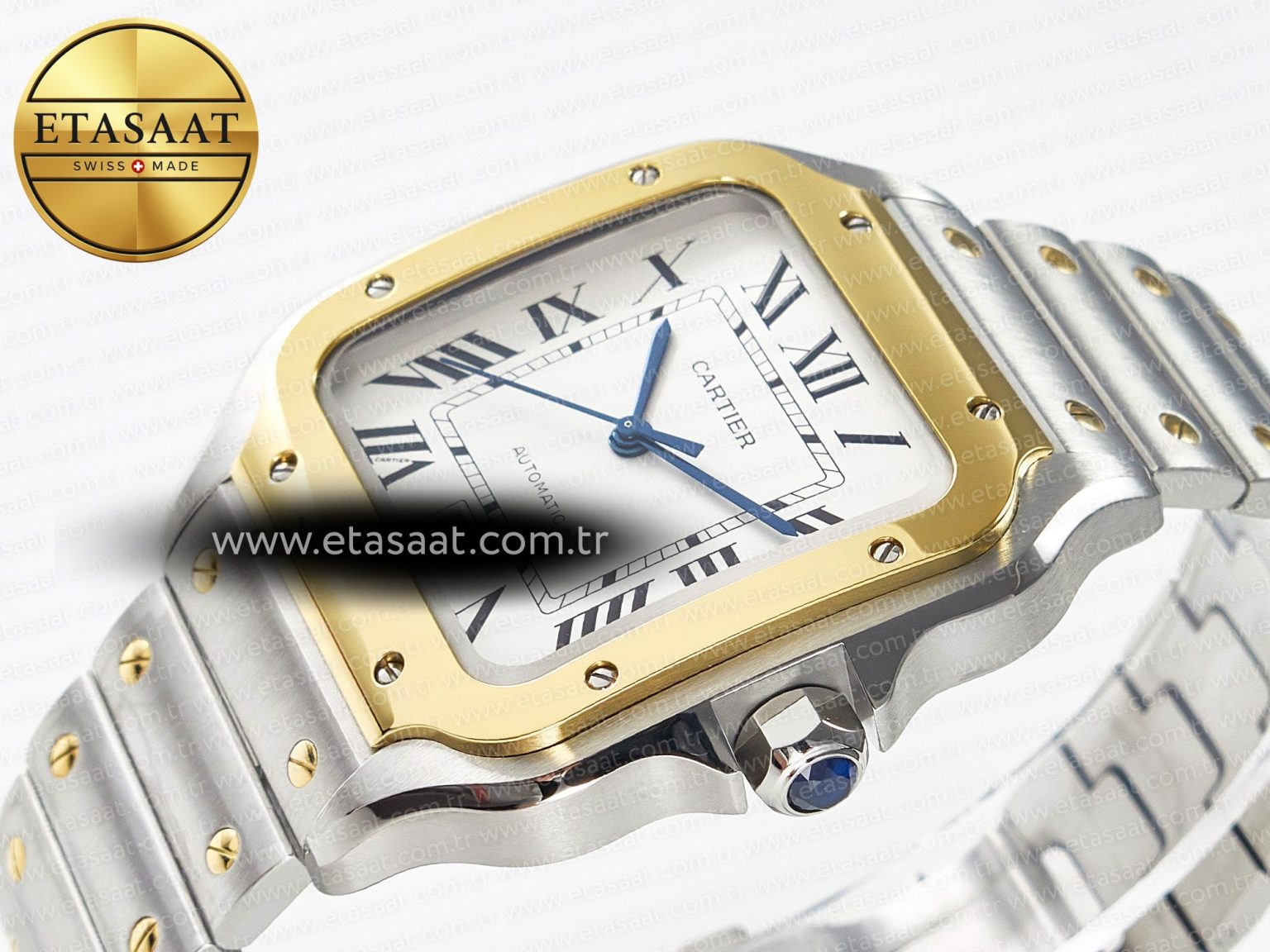 Santos de Cartier 40mm 2018 BVF 1:1 Best Edition YG Bezel White Dial on SS SmartLinks Bracelet MIYOTA 9015 - Görsel 6