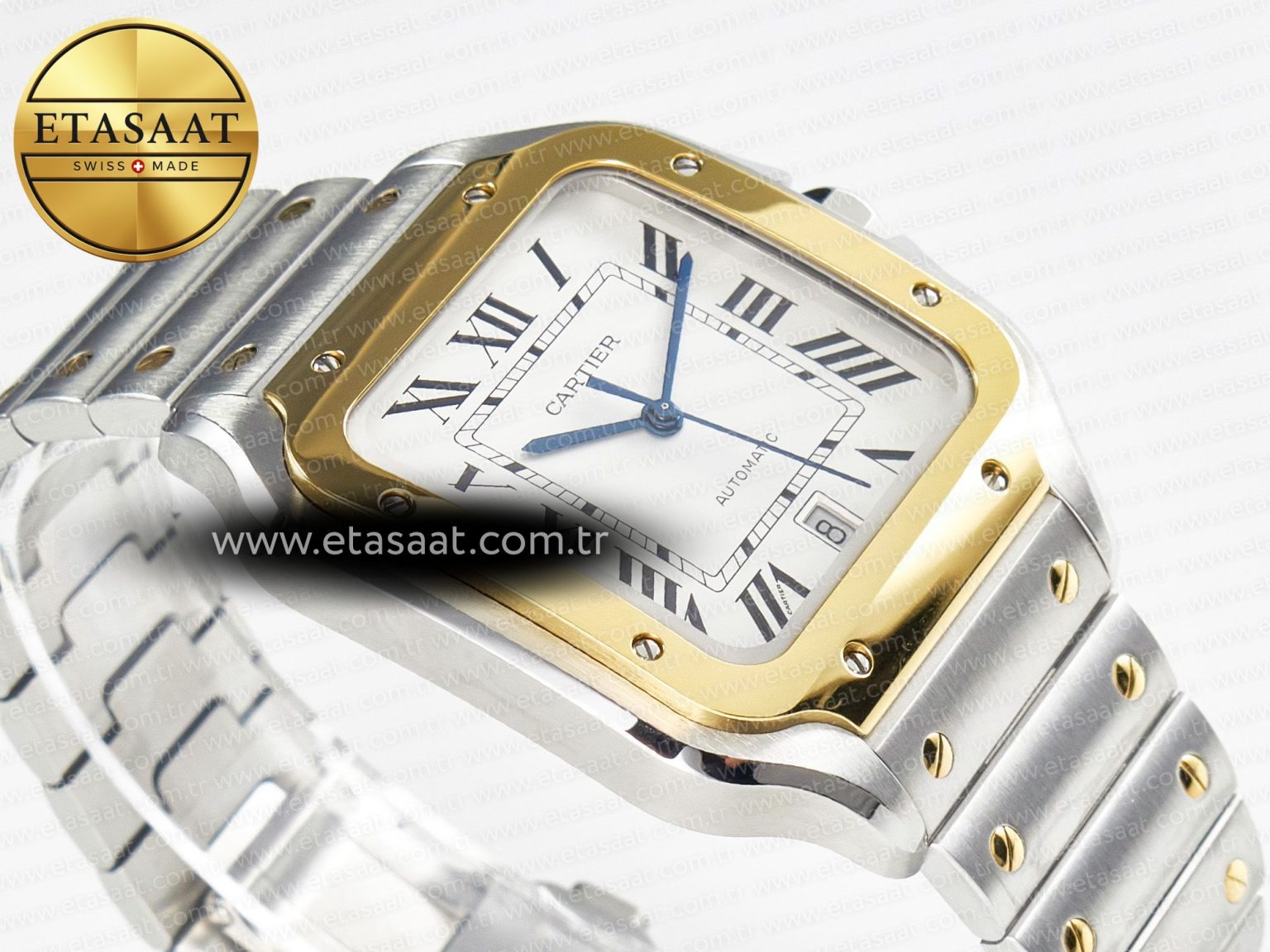 Santos de Cartier 40mm 2018 BVF 1:1 Best Edition YG Bezel White Dial on SS SmartLinks Bracelet MIYOTA 9015 - Görsel 7