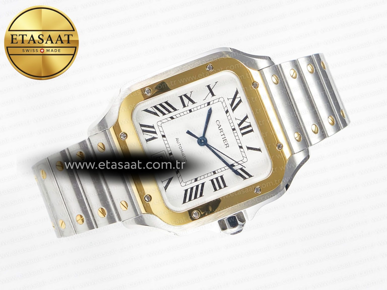 Santos de Cartier 40mm 2018 BVF 1:1 Best Edition YG Bezel White Dial on SS SmartLinks Bracelet MIYOTA 9015 - Görsel 8