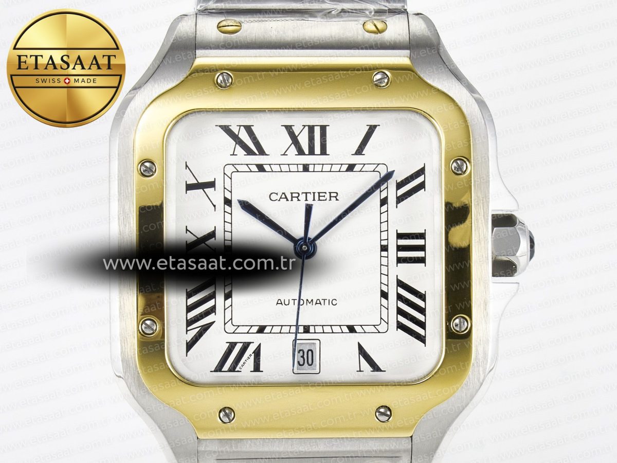 Santos de Cartier 40mm J12F 1:1 Best Edition YG Bezel White Dial on SS SmartLinks Bracelet MIYOTA 9015 - Görsel 4