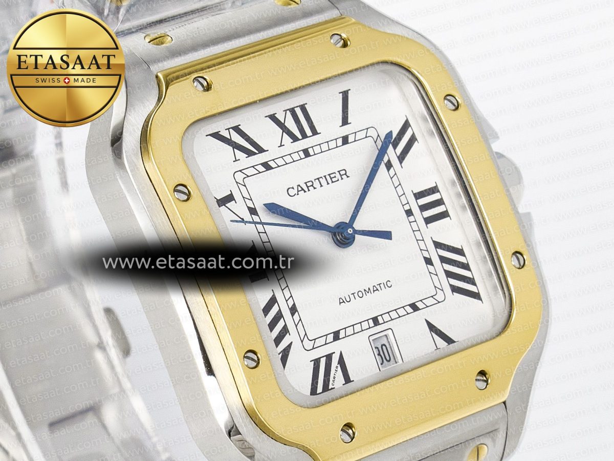 Santos de Cartier 40mm J12F 1:1 Best Edition YG Bezel White Dial on SS SmartLinks Bracelet MIYOTA 9015 - Görsel 5