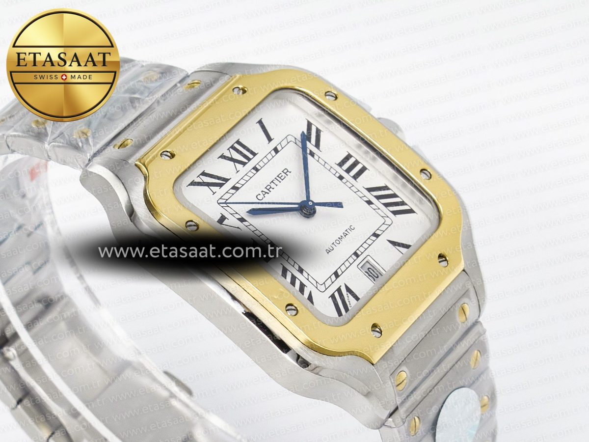 Santos de Cartier 40mm J12F 1:1 Best Edition YG Bezel White Dial on SS SmartLinks Bracelet MIYOTA 9015 - Görsel 6