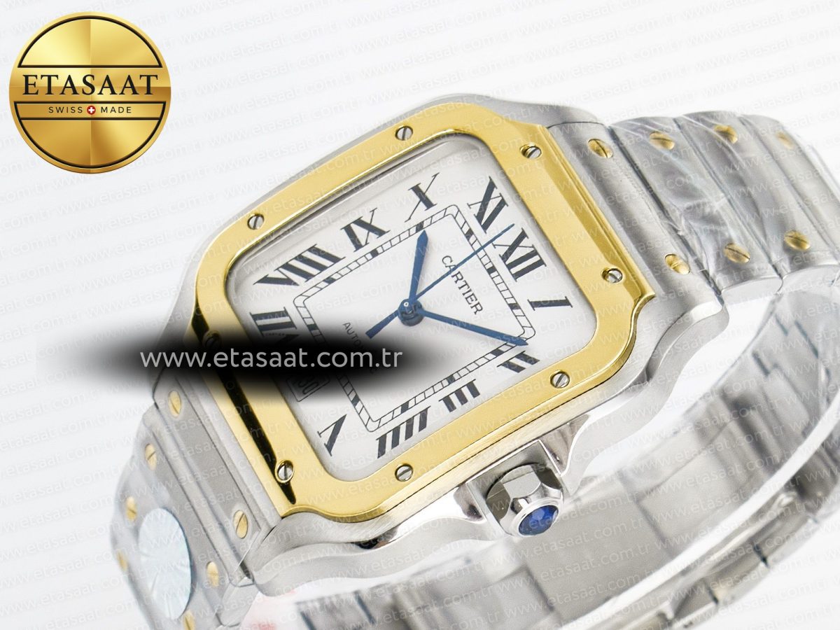 Santos de Cartier 40mm J12F 1:1 Best Edition YG Bezel White Dial on SS SmartLinks Bracelet MIYOTA 9015 - Görsel 7